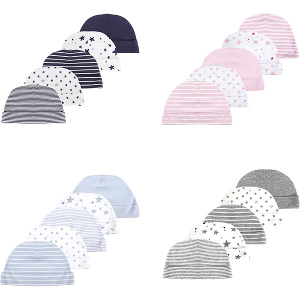 Kiddiezoom 5 Pcs/Lot Fashion Casual Cute 0-6Months Newborn Boy Girl Hats 100%Cotton Soft Infant Caps Baby Accessories