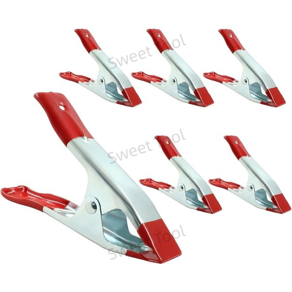 Pinces à ressort en métal, 6 pièces, 2/4/6 pouces, Clips métalliques à ressort robustes, Clips de tente avec embouts en caoutchouc pour le travail du bois et le Camping