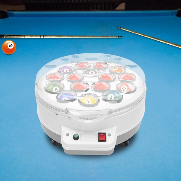 Automatischer Billardkugel-Reiniger 180W, 16-Kugel-Kapazität Poolkugel-Waschmaschine und Polierer mit 1000 U/min Motor, Automatische Reinigungsmaschine für amerikanische und europäische Poolkugeln,