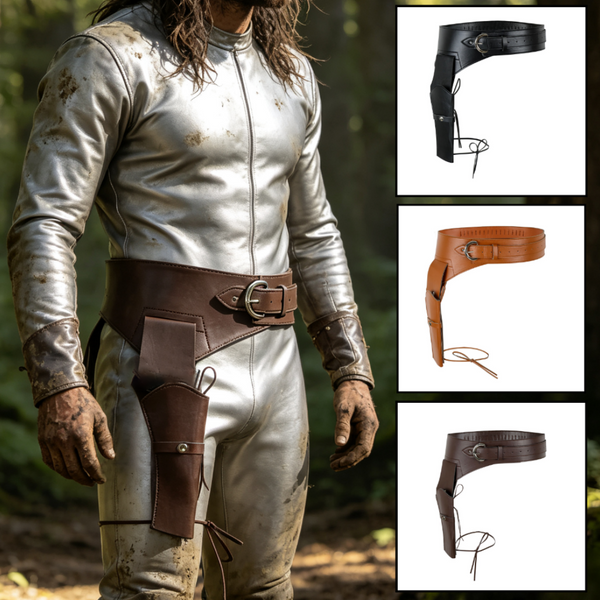 UYEE Vintage Western Leather Gun Holster Belt, Thigh Tie Cowboy Pistol Holder for Cosplay Costume Accessory