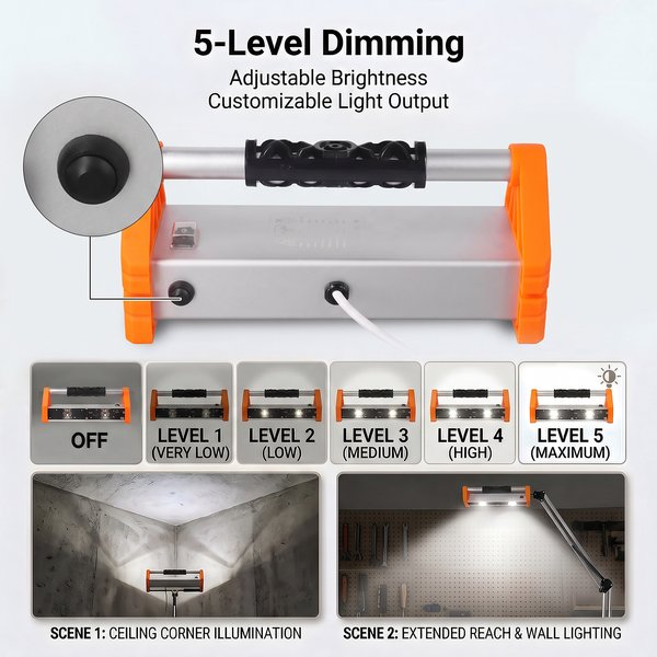 Degreat 2200 Lumen Doppel-LED-Perlen Wandpolier-Arbeitsleuchte 155 ° Ultra-Weitwinkel-Lackprüfleuchte für verbesserte Lackierleistung und als Hilfsmittel zur Wandakzeptanz