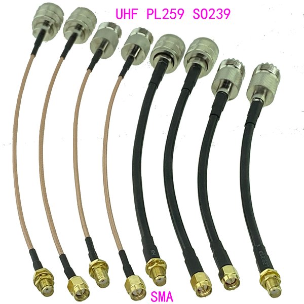 RG316 RG58 UHF PL259 SO239 à SMA prise mâle et prise femelle connecteur droit RF cavalier câble queue de cochon 6 pouces ~ 20M