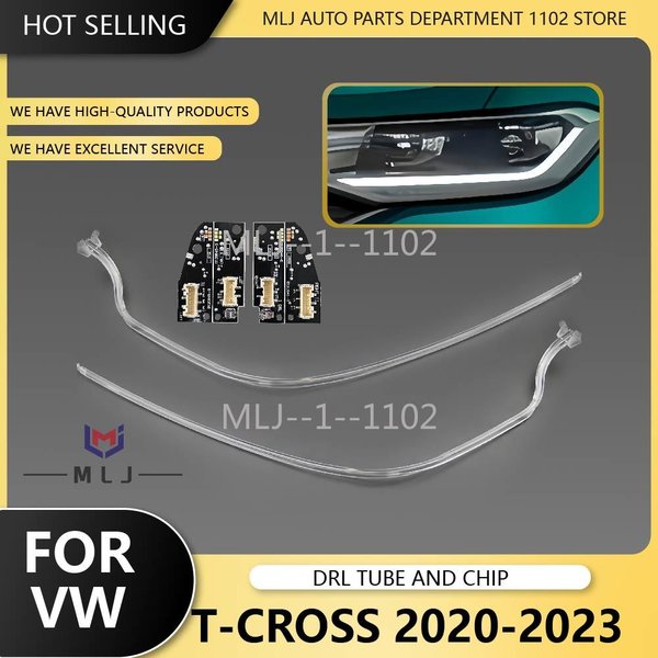 MLJ pour VW T-Cross 2020-2023 : Tube LED DRL, accessoires auto, plaque de guidage de feux de jour blancs