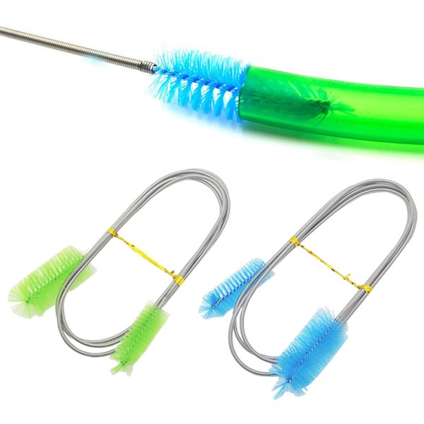 Aquarium Cleaning Brush for Water Filter Pump Lily Pipe Air Tube Hose Stainless Steel Fish Tank Brush Water Pump Accessories