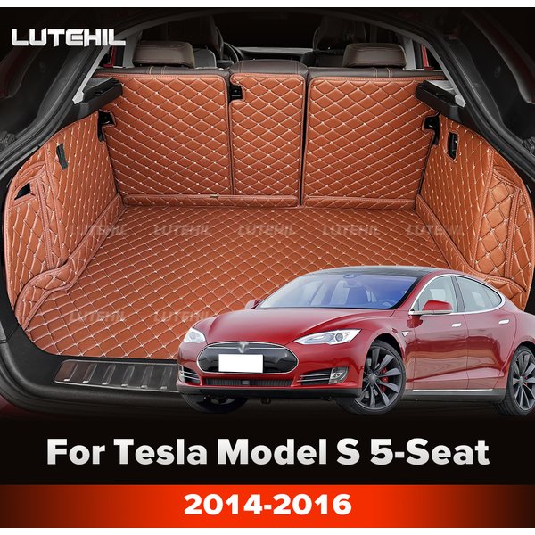 Tapis de coffre pour Tesla Model S 5 places 2015-2016, tapis de coffre avec protections de dossier, accessoires de tapis de coffre imperméables