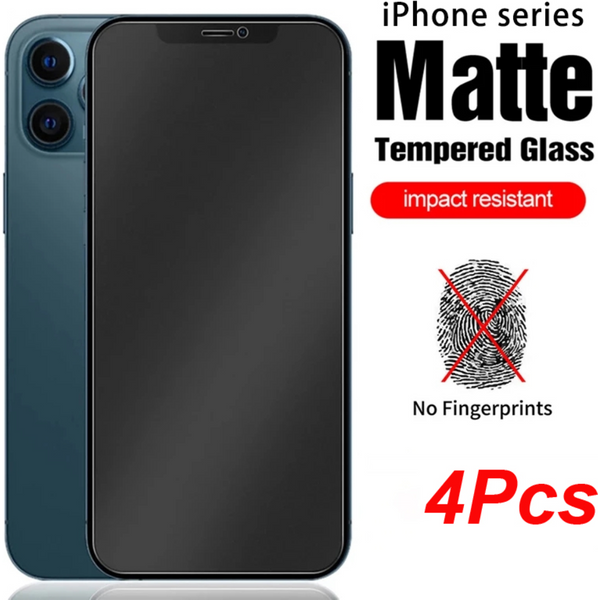 Protecteur d'écran mat, 4 pièces, pour iPhone 12 13 Pro Max Mini 6 8 7 Plus SE2020, verre dépoli pour IPhone 11 14 Pro XS MAX XR X