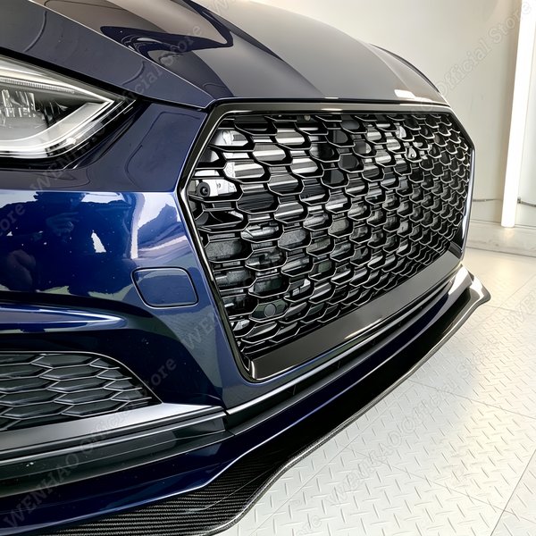Calandre avant style RS5 pour Audi A5 S5 B9 2017-2019, noir brillant, grille supérieure racing, maille nid d'abeille, accessoires auto