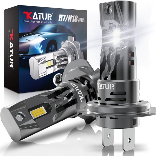 Katur 2x H7 LED-Birne, 22000 lm, 120 W, 1:1, Mini-Stirnlampe, kabellos, superhell, 6000 K, weiß, H7-Scheinwerfer, Nebelscheinwerfer, Tagfahrlicht