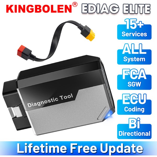 Outil de diagnostic auto OBD2 KINGBOLEN Ediag Elite gratuit à vie, tous systèmes, 15 fonctions de réinitialisation, codage bidirectionnel de l'ECU, scanner auto OBD2, PK THINKDIAG EDIAG LINK