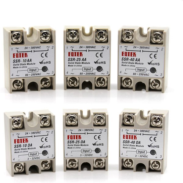 Relais à semi-conducteurs monophasé SSR 10-40DA, contrôle cc AC 3-32V Inpu 24-380V, sortie 10-40AA, contrôle AC, Base de relais de haute qualité