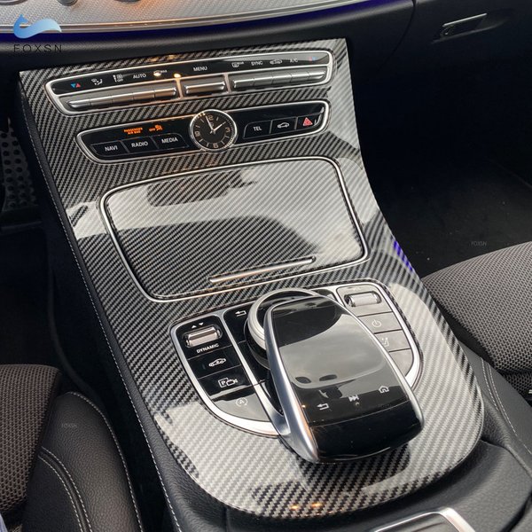 Auto ABS Carbon Faser Textur Konsole Getriebe Panel Abdeckung Rahmen Trim Innen Zubehör Für Mercedes Benz E-Klasse W213 2016 2017