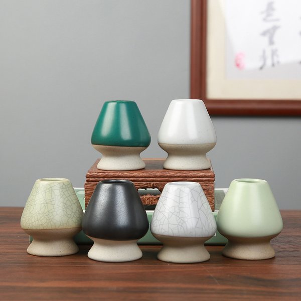Japanische Keramik Matcha Grüner Tee Chasen Halter Stehen Schüssel Bambus Schneebesen Mühle Pinsel Tee Werkzeuge Halter Tee Zubehör Teegeschirr