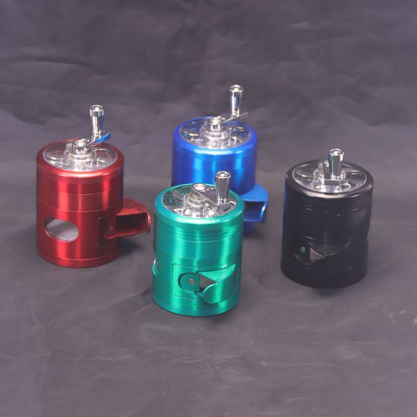 6cm Zinklegierung Handkurbel-Metallgrinder, Klares Fenster & Sichtbare Öffnung, 4-Schichtig Abnehmbar, Müheloses Mahlen, 4 Farben, Port