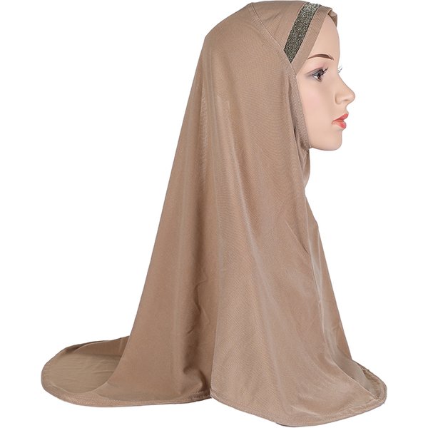 H063 Teenage Girls Medium Size 75*65cm Pray Hijab Muslim Headscarf Islamic Headscarf Hat Amira Pull On Headwrap