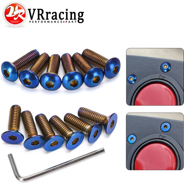 6PCS Verbrannt Titan Lenkrad Schrauben Fit viel von lenkrad Funktioniert Glocke Boss Kit Flache/Runde kopf Zubehör