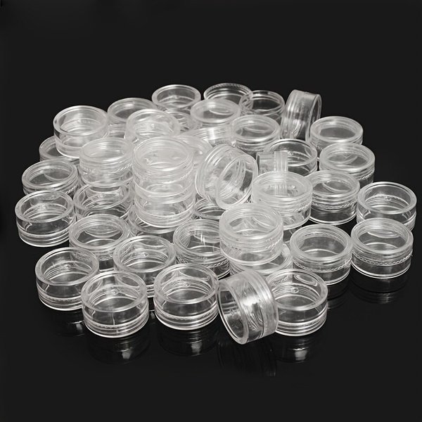 Boîte de rangement de perles de bijoux en plastique Transparent, 10/50/100 pièces/ensemble, pots de récipient ronds à fond petit, organisateur de maquillage, boîtes de rangement