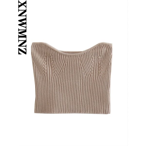 XNWMNZ new women sexy knitted tube top fashion solid color cropped navel backless strapless top female