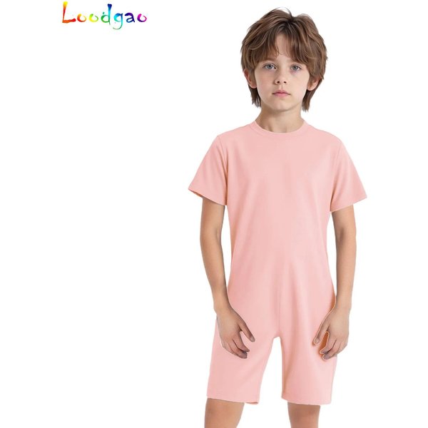 Vêtements adaptés aux besoins spéciaux pour enfants, combinaison à manches courtes, jambe courte, fermeture éclair au dos