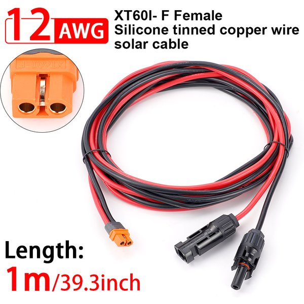 Câble d'extension étanche XT60I-F femelle vers connecteur solaire, 1M 2M 3M, broche de signal non câblée pour panneau solaire, alimentation portable