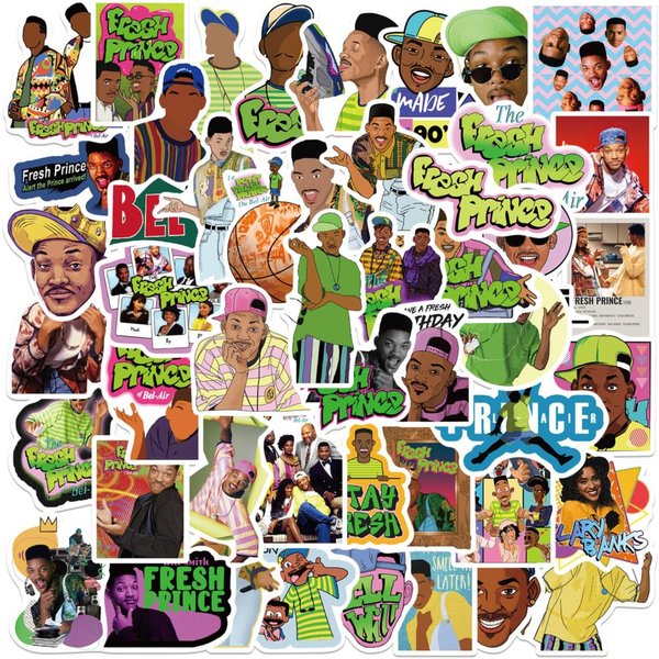50PCS TV Show The Fresh Prince of Bel-Air Stickers Aesthetic Laptop Water Bottle Waterproof Graffiti Decal Sticker Kid Toy