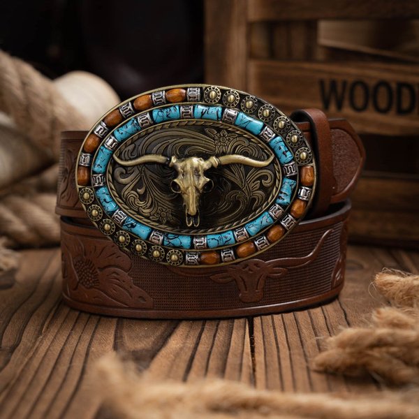 Ceinture décontractée, individuelle et rétro, accessoire vestimentaire de style western, boucle en métal, ceinture en PU, convient aux hommes et aux femmes