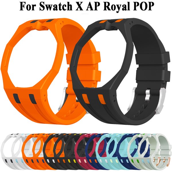 Pour Swatch x AP Royal POP Sport, bracelet en silicone, boîtier de montre en silicone Royal Oak, diverses couleurs au choix, accessoires pour montres.