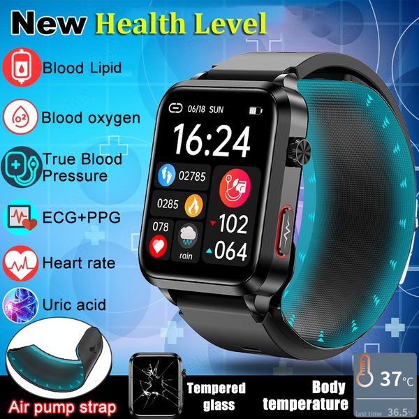 Nouvelle montre connectée 2026 avec pompe à air, ECG, mesure précise de la tension artérielle, montre de santé à airbag, surveillance de l'acide urique et des lipides sanguins, étanche pour hommes