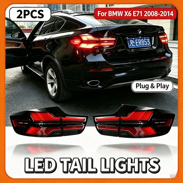 LED-Rückleuchte für BMW X6 E71 2008-2014, Rot-Pfeil-Stil, Ersatzleuchte für Nebel-, Brems- und Blinklichter
