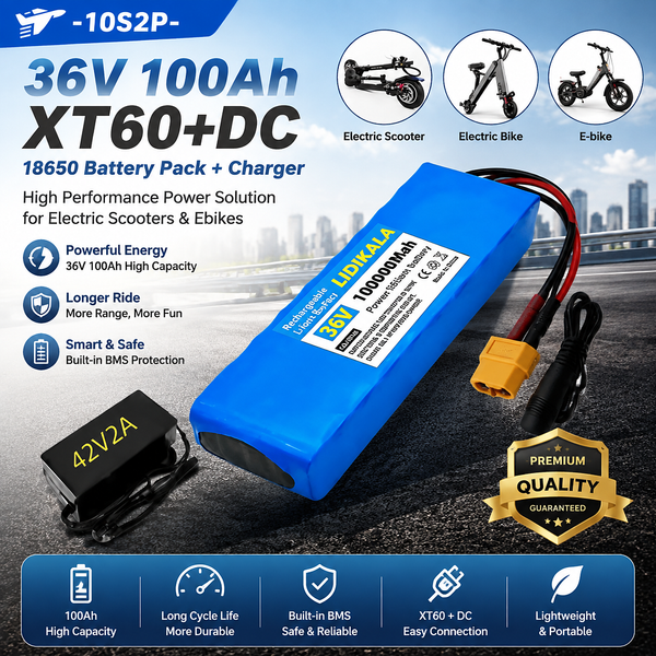 Neues Upgrade 18650 Lithium-Ionen-Akkupack 10S2P 36V 100000mAh 500W mit integriertem BMS-Schutz, wiederaufladbarer Ersatzakku für Elektroroller, E-Bike und modifizierte Fahrzeuge.