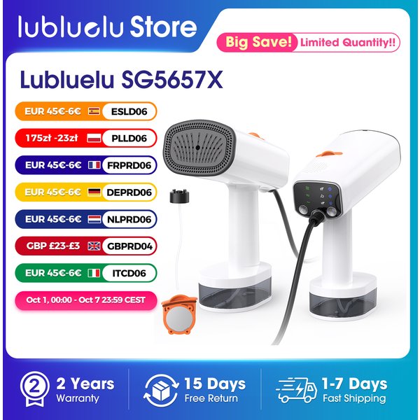 Lubluelu 2100W Handheld-Dampfglätter | Schnelle Aufheizzeit, geeignet für Nass- und Trockenbügeln, 5000 Pa starke Saugkraft, 350 ml Wassertank, 3 Dampfstufen + 3 Saugmodi, Faltenentfernung, für