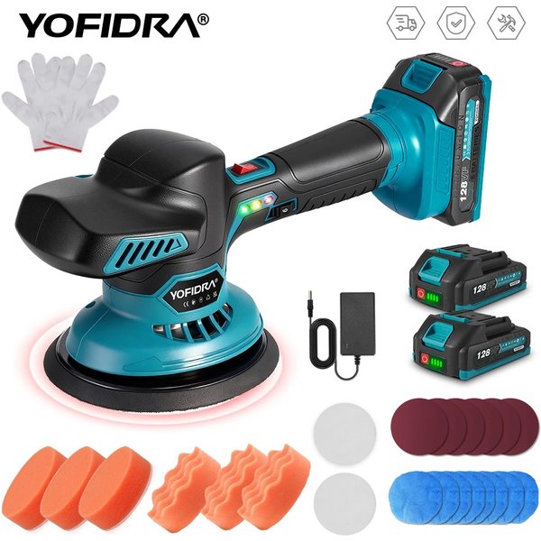 YOFIDRA Elektrische Auto Polierer 7000 rpm 6 Gang Polnischen Automobil Polieren Abdichtung Glasur Maschine Dreh Für Makita 18 V Batterie pin