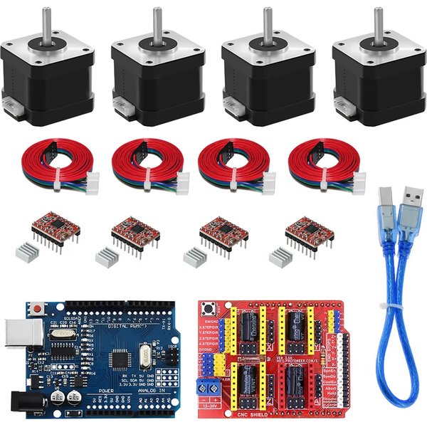 Nema17 Schrittmotor-KIT + CNC Shield V3 Graviermaschine + A4988-Treiber + 42 Schrittmotor Nema17 17Hs4401S mit Draht