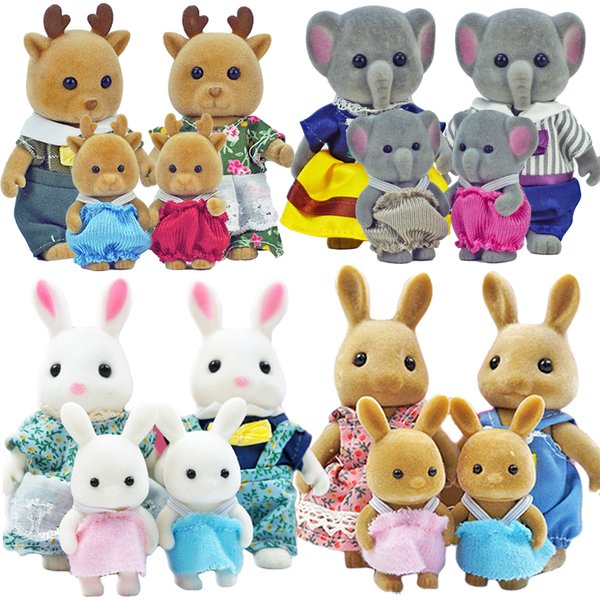 Lapin de pâques famille forêt Animal 1:12 échelle maison de poupée Miniatures accessoire lapin ours renne semblant jouer pour fille cadeau