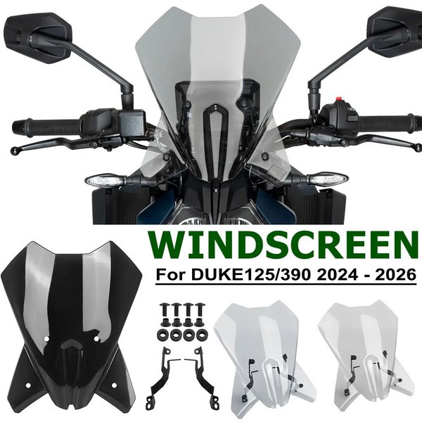 For Duke125 Duke390 2024 2025 2026 Motorcycle Touring Windshield Windscreen Airflow Screen Visor Wind Deflector 125 390 DUKE
