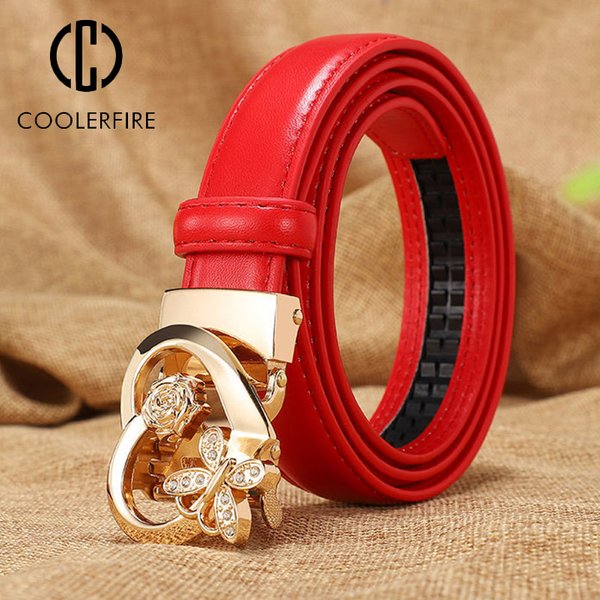 New Belts Women Luxury Famous Brand Designer Female Belt Candy Color High Quality Dress Cowhide Leather Automatic Buckle LB2202