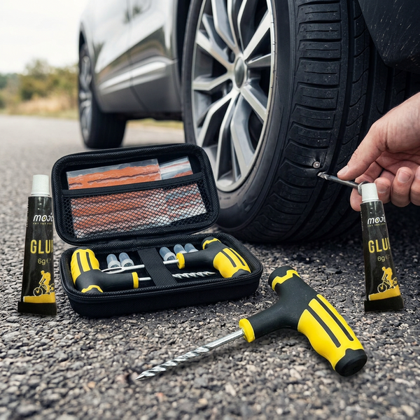 Kit de réparation de pneus de voiture portable, outils à poignée en T, bandes de colle universelles pour camion, moto, camping-car, sécurité routière