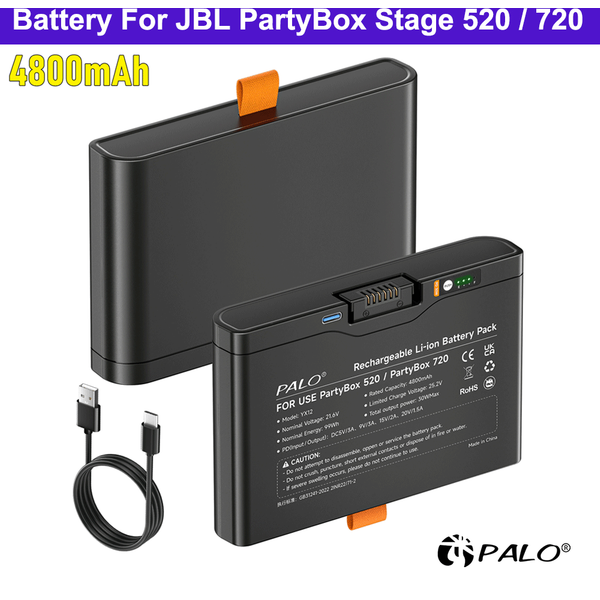 PALO 1-2 szt. Bateria zamienna 4800mAh do głośnika Bluetooth JBL Battery 600 Boombox 4 PartyBox 520/720 z wejściem Type-C