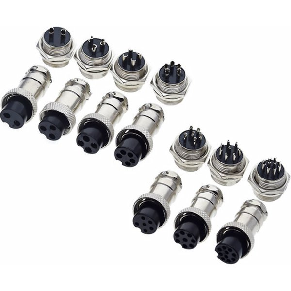 1 jeu de connecteurs de panneau de fil de prise d'aviation circulaire GX16 2/3/4/5/6/7/8/9/10 broches mâle et femelle 16mm L70-78 pour bricolage