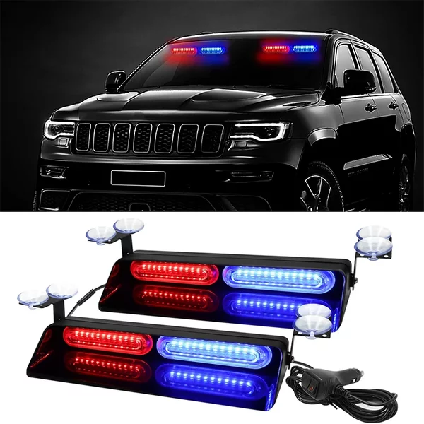 48LED 2-in-1 Auto-Stroboskoplichter Windschutzscheiben-Warnleuchte Blinkende Signallampe für LKWs Krankenwagen Armaturenbrett-Warnleuchten 12/24V