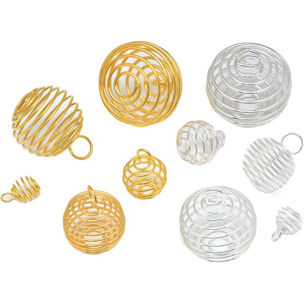 5pcs/10pcs/20Pcs 9mm 15mm 25mm 30mm Silver Plated Spiral Bead Cages Pendants for Jewelry Making