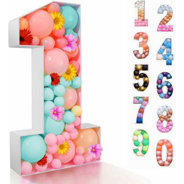 Boîte de remplissage de ballons pour figurine d'anniversaire, décor de 1er anniversaire, cadre de ballon, décor de travailleurs, numéro 30, 40, 50, 93cm, 0-9