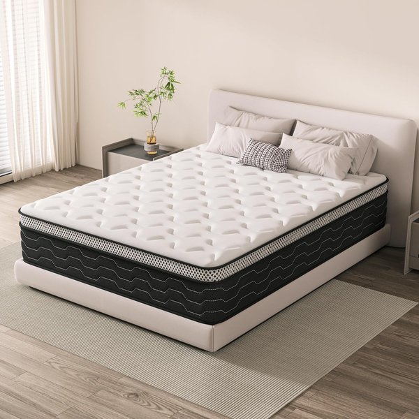 Matelas à ressorts ensachés Dewinner H3 160x200 cm - 27 cm de hauteur, soutien orthopédique 7 zones, avec mousse à mémoire de forme, respirant et anti-transpiration, norme Oeko-Tex Standard 100,