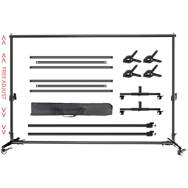 SH 2X2M / 2X3M Background Stand With 4pcs Wheels And 4pcs Fish Clips Photography Backdrop Frame Support For Photo Studio