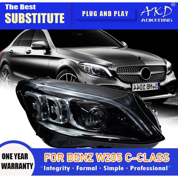 Akd scheinwerfer für benz w205 led scheinwerfer 2016-2018 scheinwerfer c200 c260 c300 drl blinker fernlicht engel auge projektor linse