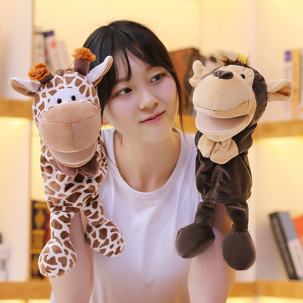 Marionnette à main d'animal de dessin animé 35cm, poupée de jeu Parent-enfant, Lion, éléphant, cochon, jouets apaisants, cadeaux d'anniversaire pour enfants