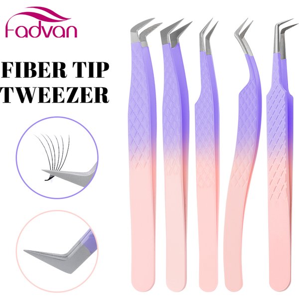 FADVAN Tweezers Sliver Gradient Purple Stainless Steel High Precision Anti-Static Tweezers For Eyelash Extensions 1 Pcs