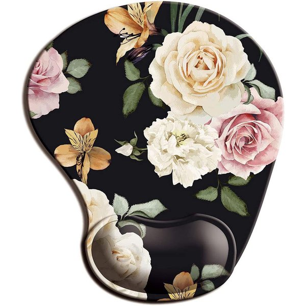 Tapis de souris ergonomique à fleurs avec Support de poignet, joli tapis de souris, Base en caoutchouc antidérapante pour le travail à domicile, le bureau, l'étude, le jeu sur Pc
