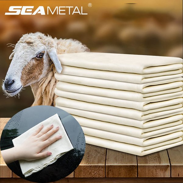 Chiffon de nettoyage en daim naturel pour soins de voiture, chiffon de lavage en peau de mouton véritable, serviettes Ultra absorbantes à séchage rapide pour accessoires de lavage de voiture