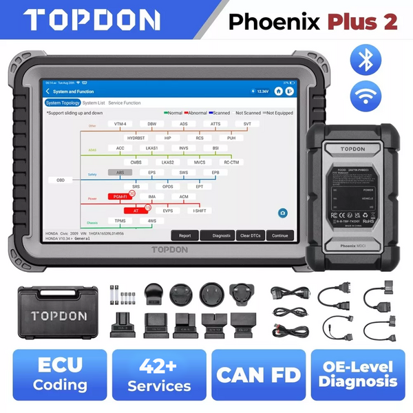 2026 TOPDON Phoenix Plus 2 Bidirektionales Auto-OBD2-Diagnosegerät CANFD 42+ Reset ECU-Codierung FCA Auto OBD OBD2 Scanner