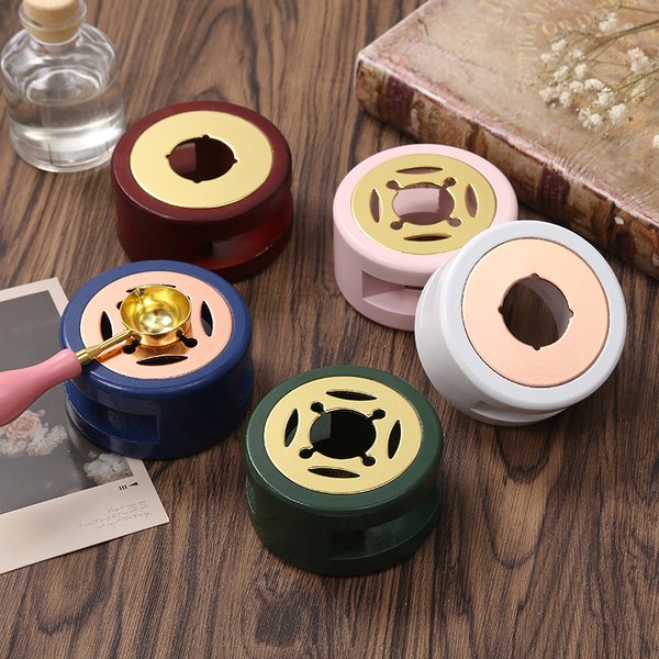 Brûleur de cire à cacheter en bois massif rétro, Pot de fusion de cire, support de sceau de cire, cuillère chauffe-cire, poêle de four, fournitures artisanales de bricolage